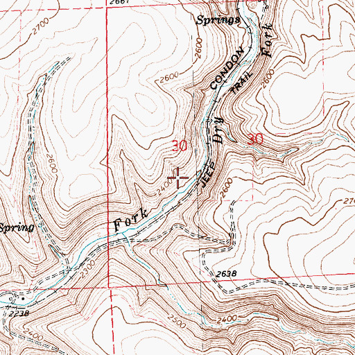 Topographic Map of Dry Fork Thirtymile Creek, OR
