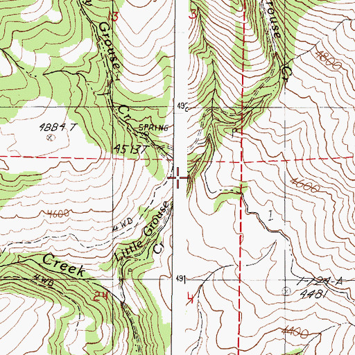 Topographic Map of Dry Grouse Creek, OR