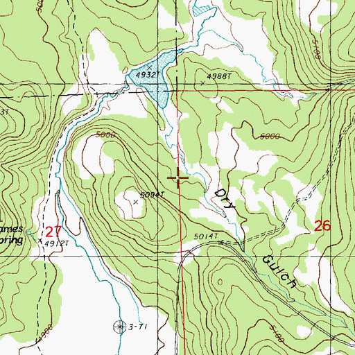 Topographic Map of Dry Gulch, OR