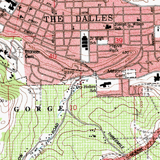 Topographic Map of Dry Hollow, OR