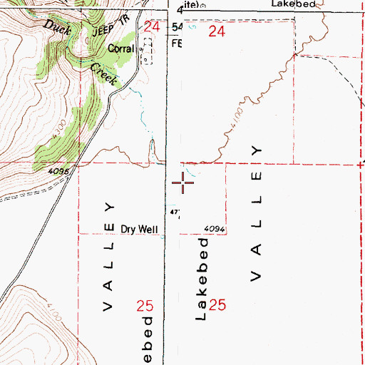 Topographic Map of Duck Creek, OR