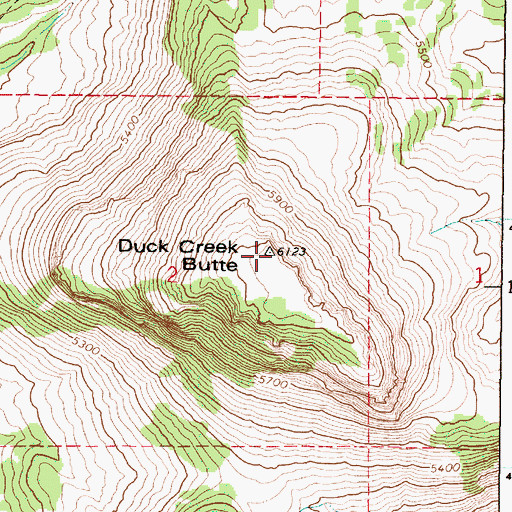 Topographic Map of Duck Creek Butte, OR