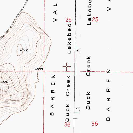 Topographic Map of Duck Creek Lakebed, OR