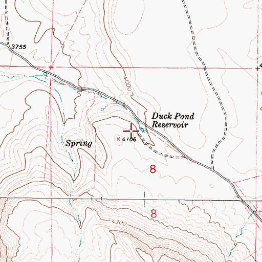 Topographic Map of Duck Pond Reservoir, OR