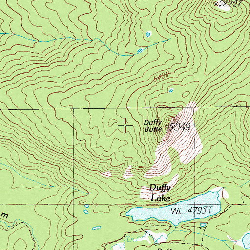 Topographic Map of Duffy Butte, OR