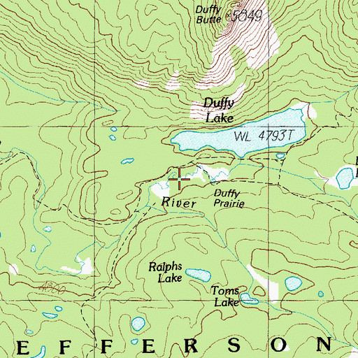Topographic Map of Duffy Prairie, OR
