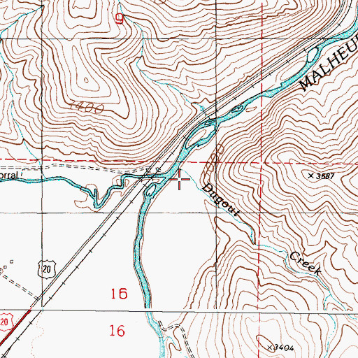 Topographic Map of Dugout Creek, OR