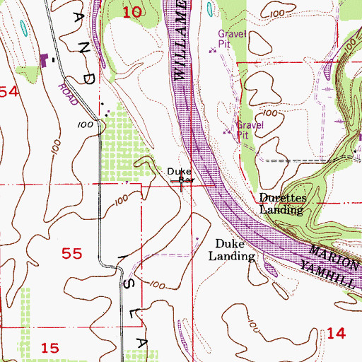 Topographic Map of Duke Bar, OR