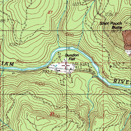 Topographic Map of Dundon Flat, OR