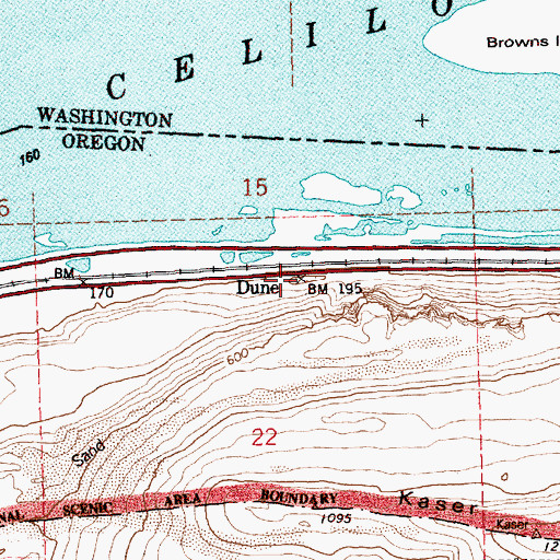 Topographic Map of Dune, OR
