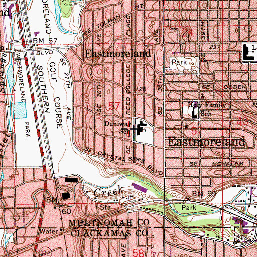 Topographic Map of Duniway Elementary School, OR