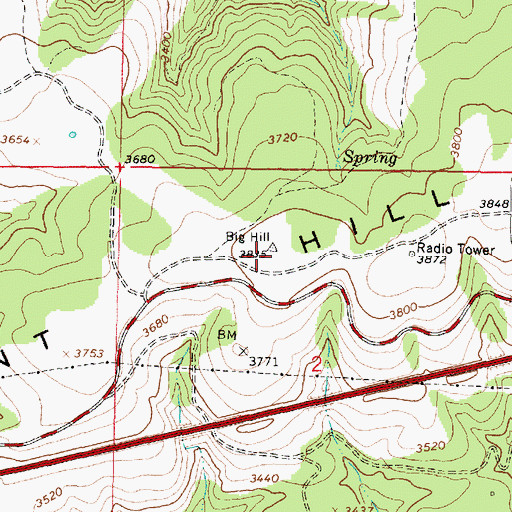 Topographic Map of Emigrant Hill, OR