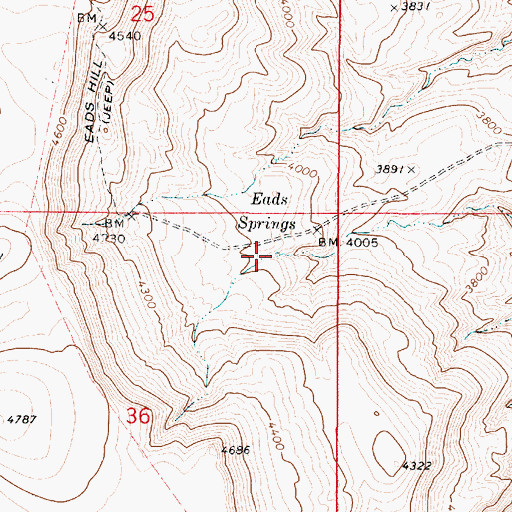 Topographic Map of Eads Springs, OR