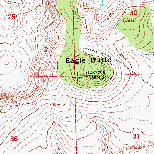 Topographic Map of Eagle Butte, OR