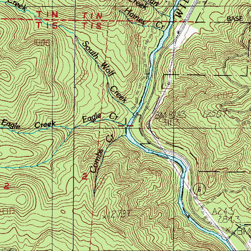 Topographic Map of Eagle Creek, OR