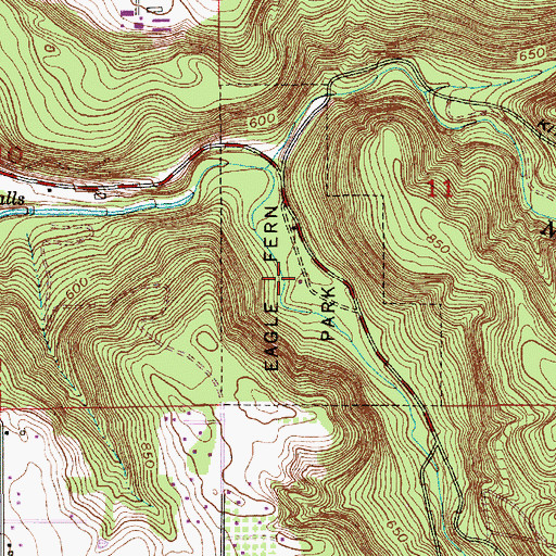 Topographic Map of Eagle Fern Park, OR