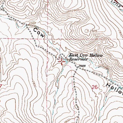 Topographic Map of East Cow Hollow Reservoir, OR
