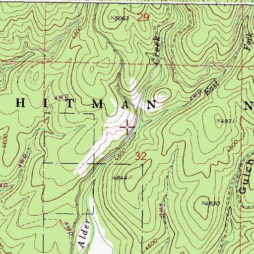 Topographic Map of East Fork Alder Creek, OR