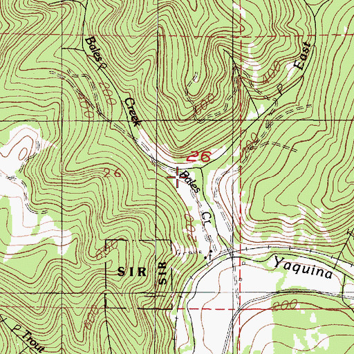 Topographic Map of East Fork Bales Creek, OR