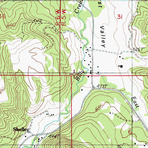 Topographic Map of East Fork Billy Creek, OR