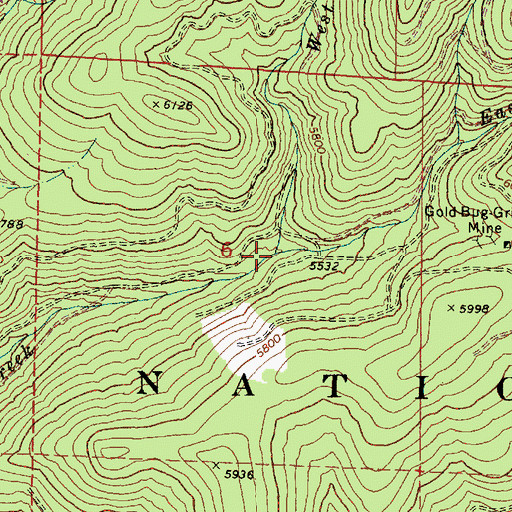 Topographic Map of East Fork Boundary Creek, OR