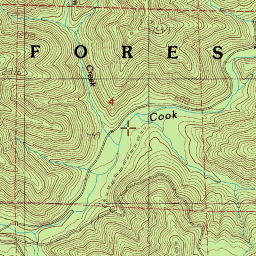 Topographic Map of East Fork Cook Creek, OR