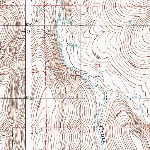 Topographic Map of East Fork Crow Creek, OR