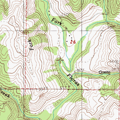Topographic Map of East Fork Floras Creek, OR