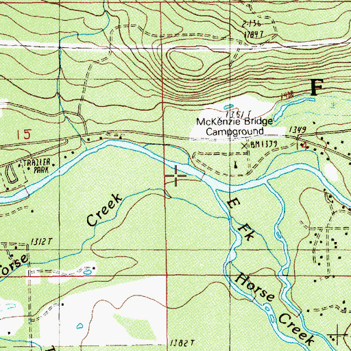 Topographic Map of East Fork Horse Creek, OR