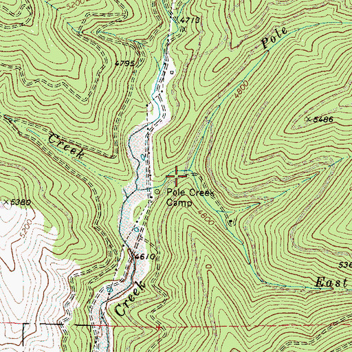 Topographic Map of East Fork Pole Creek, OR
