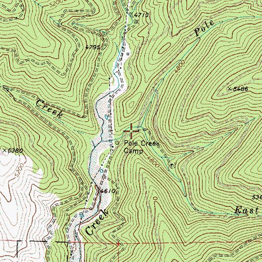Topographic Map of East Fork Pole Creek, OR