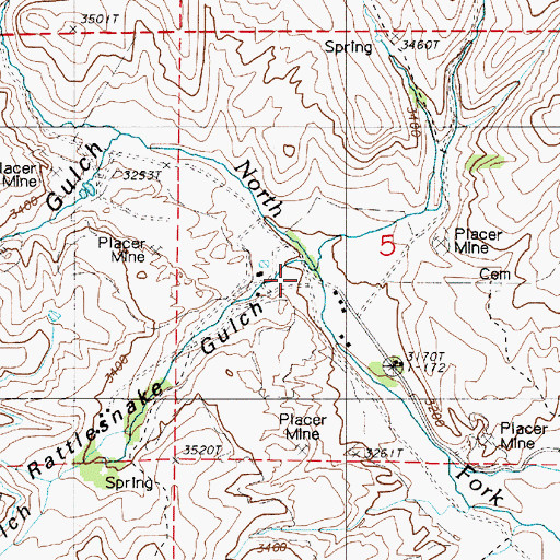 Topographic Map of East Fork Rattlesnake Gulch, OR