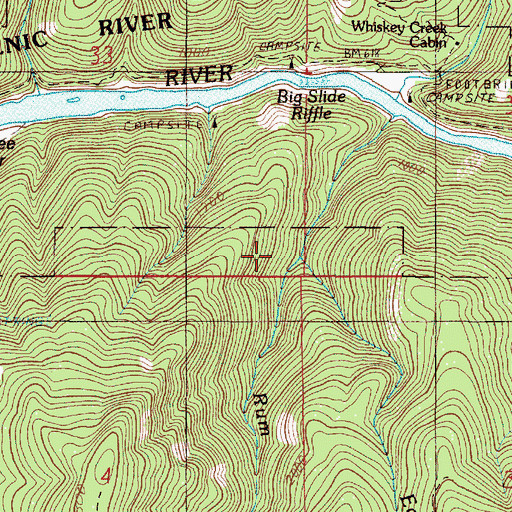 Topographic Map of East Fork Rum Creek, OR