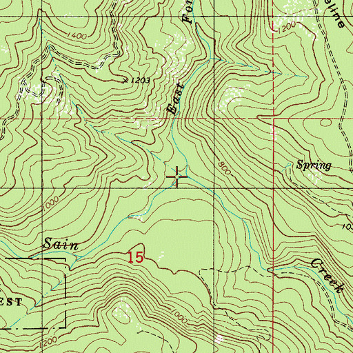 Topographic Map of East Fork Sain Creek, OR
