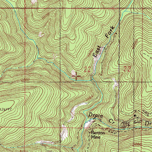 Topographic Map of East Fork Whisky Creek, OR
