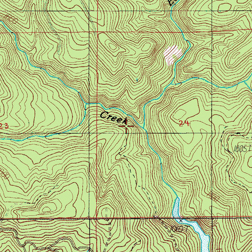 Topographic Map of East Fork Whitcomb Creek, OR