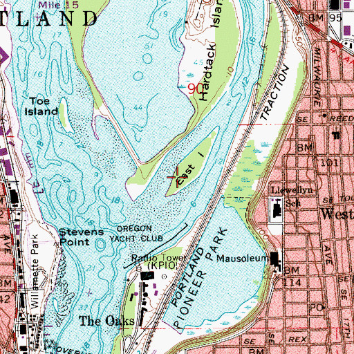 Topographic Map of East Island, OR