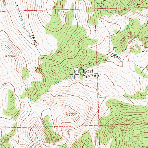 Topographic Map of East Spring, OR