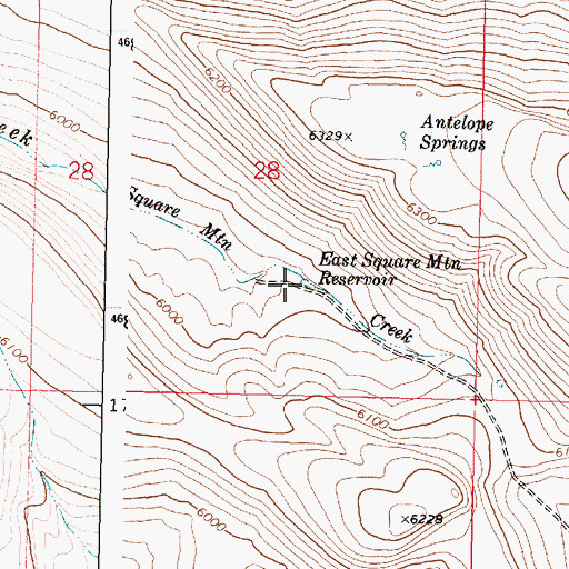 Topographic Map of East Square Mountain Reservoir, OR