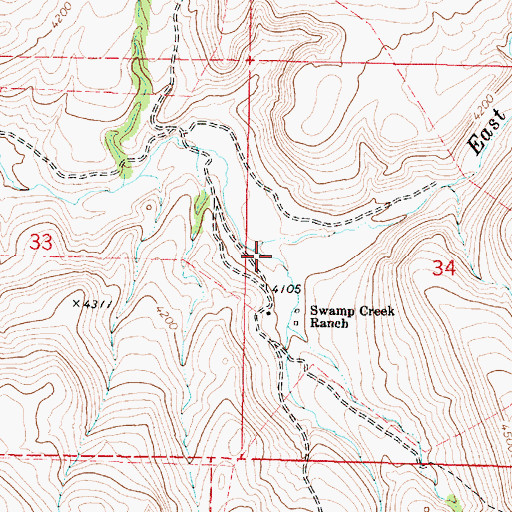 Topographic Map of East Swamp Creek, OR