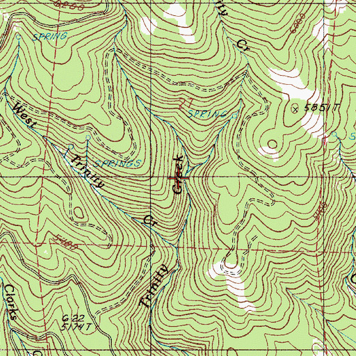Topographic Map of East Trinity Creek, OR