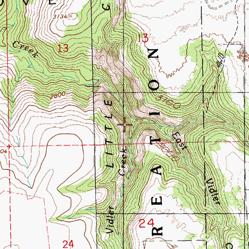 Topographic Map of East Vidler Creek, OR