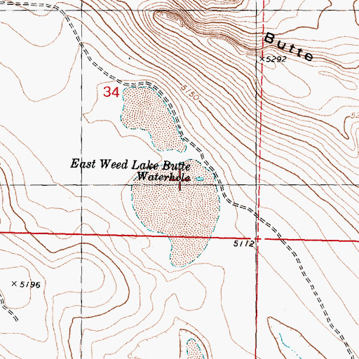 Topographic Map of East Weed Lake Butte Waterhole, OR