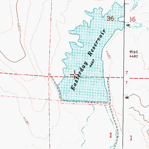 Topographic Map of Easterday Reservoir, OR
