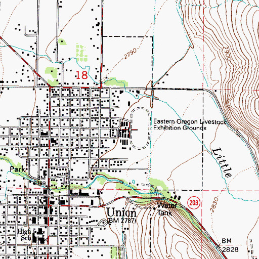 Topographic Map of Eastern Oregon Livestock Exposition Grounds, OR