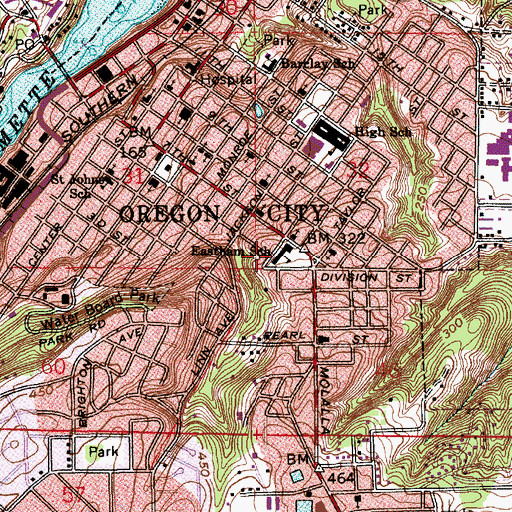 Topographic Map of Alliance Charter School, OR