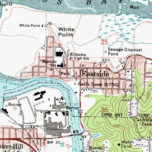 Topographic Map of Eastside, OR