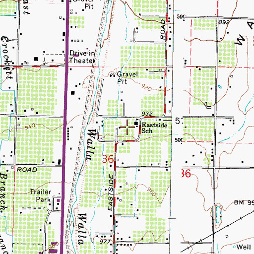 Topographic Map of Eastside School (historical), OR