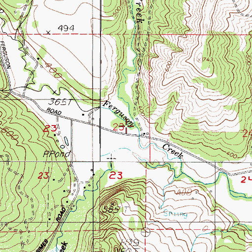 Topographic Map of Eber Creek, OR