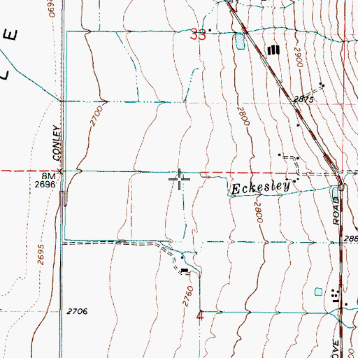 Topographic Map of Eckesley Creek, OR